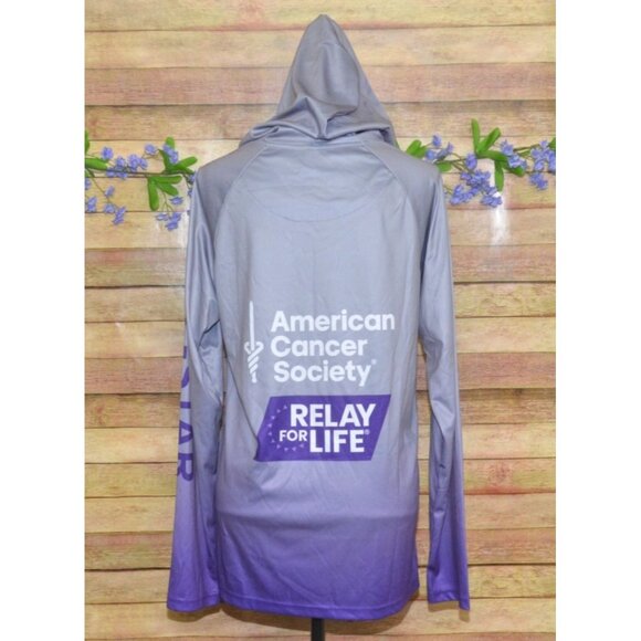 American Cancer Society Relay For Life Unisex M Purple Ombre Hooded Sweatshirt - Picture 8 of 13